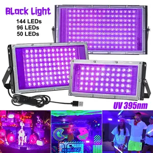 385-400nm UV Black Light Floodlight - 50/96/144 LEDs with 120° Reflector, IP65 Waterproof, USB 5V Powered for Glow Parties & Fluorescent Art (360° Adjustable) foldable room