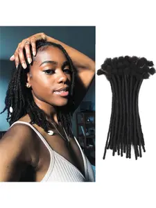 Dreadlock Extensions Human Hair 10-100 Strands 100% Full Handmade Permanent Loc Extension Human Hair for Women/Men/Kids Can Be Dyed Bleached Curled Twisted (0.6cm 1B, 4-16 Inch 10-100 Strands)