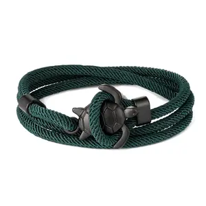 Sea Turtle Milan Cord Nylon Rope Wrap Bracelet for Men and Women Adjustable