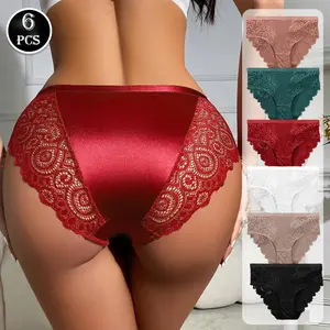 6-Pack Floral Lace High Waist Panties Set Women’s Lace-Trimmed Panties with Stretchy Waistband That Won’t Dig In, Crafted from Shiny Ultra-Soft Fabric You Definitely Need to Grab