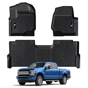 GARVEE Floor Mats for 2017-2024 Ford F-250/F-350 SuperCrew Cab, All Weather TPE Truck Liners Front & Rear Row