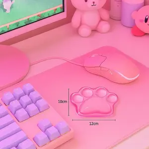 Plush Paw Wrist Pad – Kawaii Cat Paw Design, Gel-Cushioned Support, Anti-Slip Base, Pastel Pink, 10x12cm