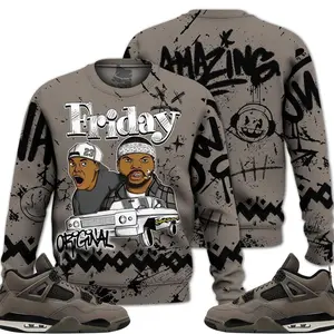 4 Cave Stone Sweatshirt, Cave Stone 4s Outfits Shirt, Meme Friday Horror Outfits Streetwear Unisex Sneaker Matching Sweatshirt Fabric Fleece