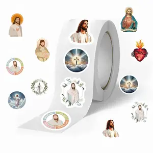 500 Sheets Per Roll Cartoon Jesus Christian Leader Hand Account Material Decoration Envelope Seal Stickers Flat Type