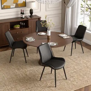 Ergonomic Dining Chair with Soft Waterproof Cushion, Sturdy Metal Legs, Modern Solid Color, Comfortable Kitchen & Home Seating for Daily Use，Indoor Furniture