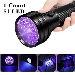 Portable UV Flashlight with 51 Leds, Light Detector for Dog Urine Pet Stains and Bed Bugs, 395 Nm Ultraviolet Torch, Urine Detectors