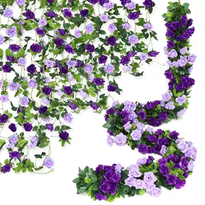 1pc Artificial Rose Vine DIY Garden Material, Wedding Decoration, Home Bedroom Living Room Wall Hanging Decor, Outdoor Garden Birthday Party Supplies, Artificial Flowers For Outside