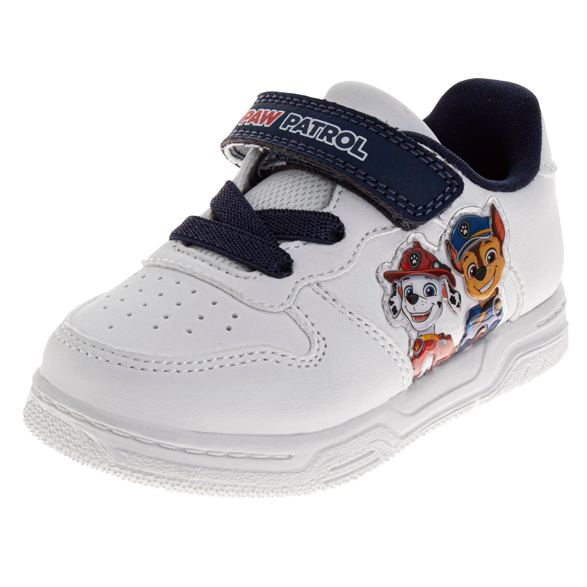 Nickelodeon Official Paw Patrol Chase & Marshall Running Shoes for Male Toddler/Little Kid, White Rescue Team Active Wear Trainers, Velcro Closure, Durable, Playful, Size 12, Athletic, 3-7 Years, Hook-And-Loop