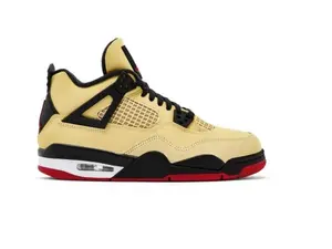 Nike IH2094-200 Jordan 4 Retro Pizza GS Casual Athletic Footwear for Kids Ages 4Y-7Y Round Toe Design Yellow Black Red