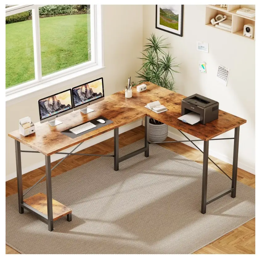 49 Inch L Shaped Desk - Computer Desk Corner Desks Gaming Desk PC Table with CPU Stand for Home Office Dorm Sturdy Writing Workstation, Rust
