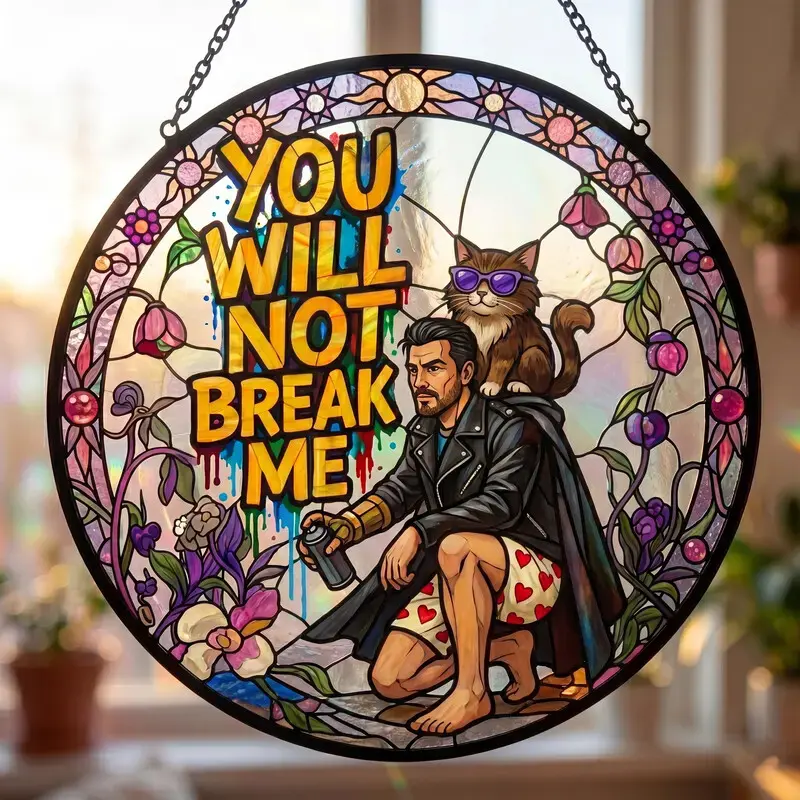 You Will Not Break Me Suncatcher, Dungeon Crawler Carl Inspired Window Hanging Decor, LitRPG Stained Glass Ornament, Book Lover Gift for Readers
