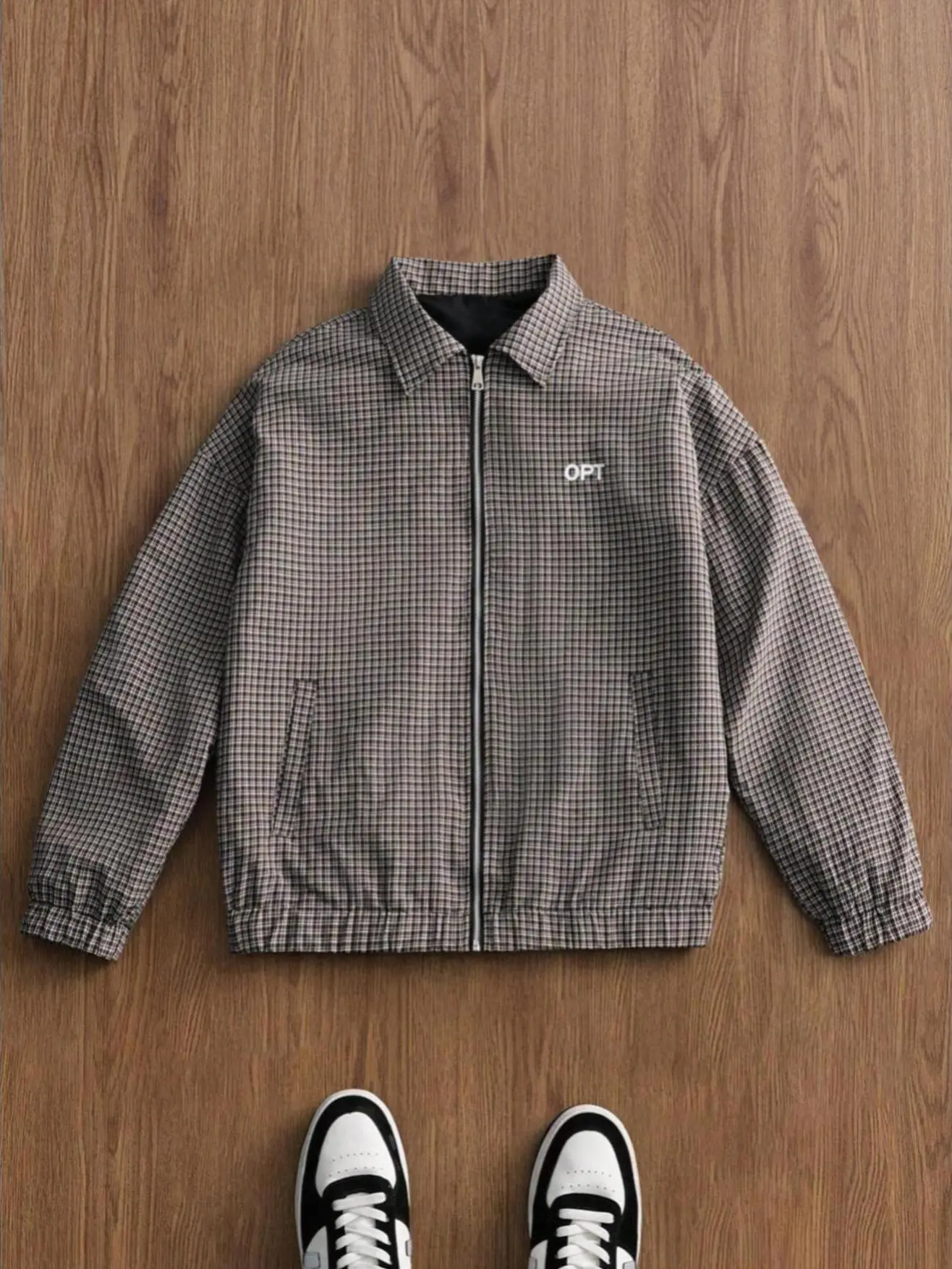 Preppy Blue Gingham Coach Jacket | Retro 90s Oversized Zip-Up SpringStatements