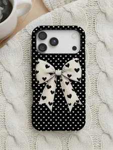[FLASH SALE] Couple Matching Heart Bow Phone Case – Black & White Romantic Aesthetic, Cute Ribbon Design, Slim Shockproof Protective Cover, Perfect Gift for Couples.Magnetic Shockproof Matte iPhone case . Rotating Military-Grade Camera Case