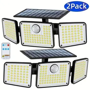 Solar Motion Sensor Security Floodlights - 1/2 Pack Options, 3000LM 188-LED 4-Head, IP65 Waterproof, Adjust Mode, for Backyards, Patios