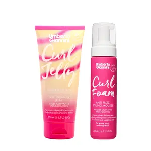 Umberto Giannini Summer Volumising Duo - Limited Edition Vanilla Scented Curl Jelly Scrunching Jelly Hair Gel & Curl Foam Volumising Light Mousse for Curly, Wavy, Textured Hair