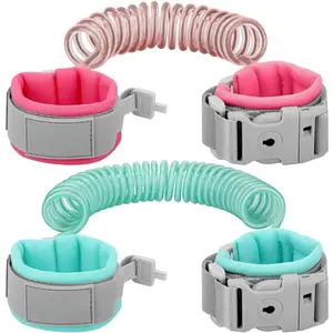 P-LWL04    Toddler Leash, 2 Pack Kid Leash Anti Lost Wrist Link with Key Lock Baby Leash Harness for Toddler (Mint Green+Pink)