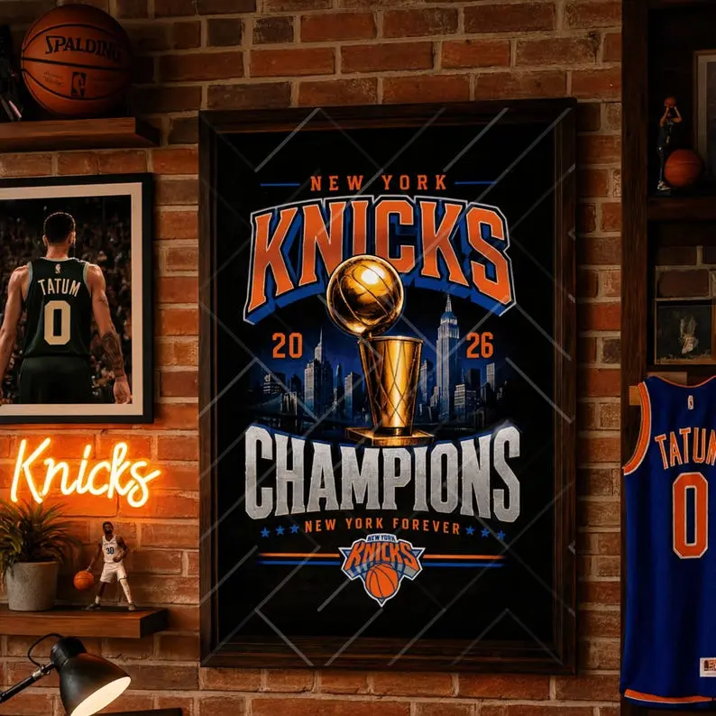 [Unframed] New York Knicks Champions Poster Matte Vertical Poster, 2026 NBA Trophy