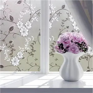 Floral Window Privacy Film for Glass, Removable Static Film, 17.5x78.7 Inch