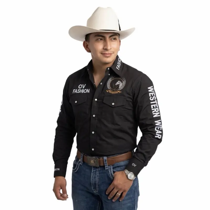 Men's Longsleeve Classic Stylish Country-Inspired Casual Western Shirt - Black Menswear Essential Top for Pairing with Jeans, Longsleeves, Country-Inspired Long-Sleeve Casual Shirts