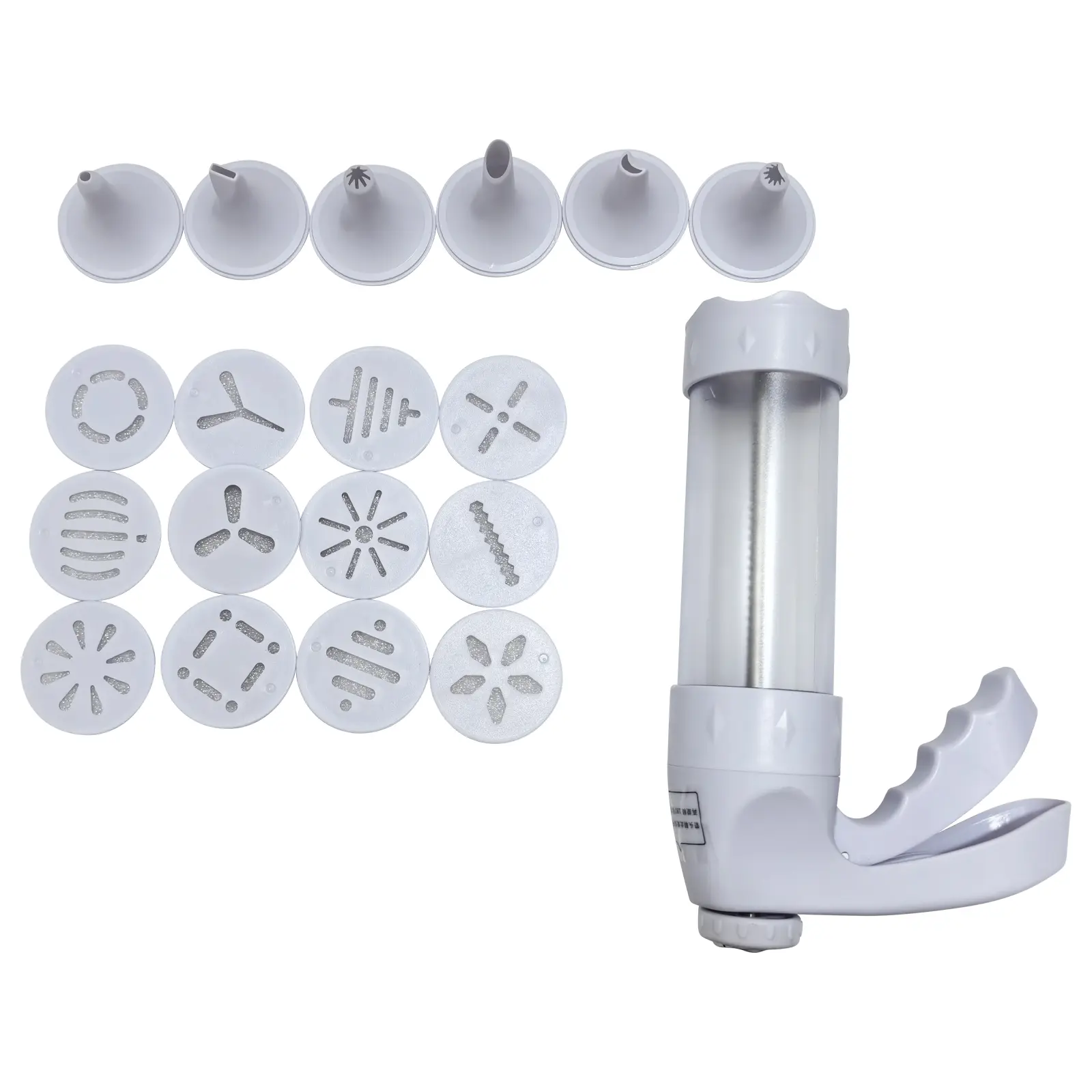 Yokoma Plastic Cookie Gun Press Kit, Equipped with 12 Shape Discs and 6 Icing Nozzles, Easy DIY Cookies & Cake Decorating for Home Baking