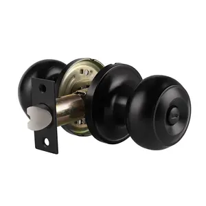 Door Knob with Lock & Keyless ,Front Doorknob with Lock for Exterior & Interior Right and Left Side Bedroom, Living Room ,Matte Black Door Knobs.