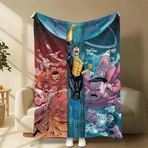 Invincible comic book blanket Mark Grayson hero art throw soft cozy fleece for comic fan bedroom decor gift for him superhero bedding