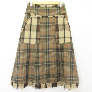 Pre-owned Tory Burch Wool Small Leather Goods Check Skirt