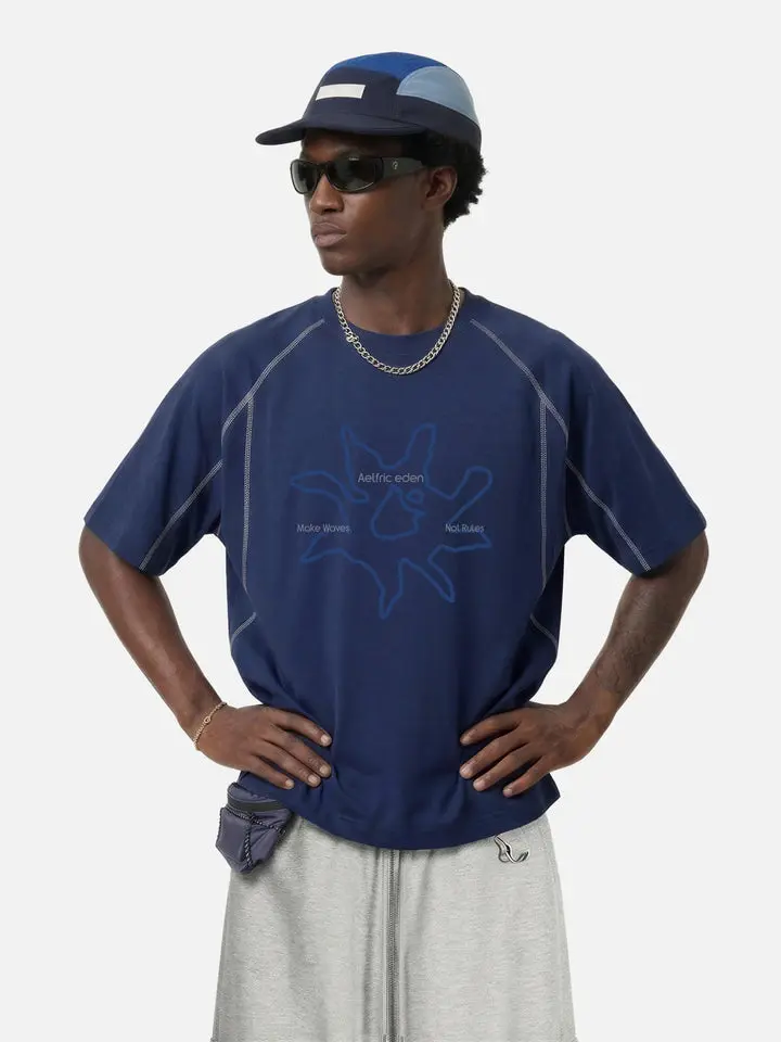 AELFRIC EDEN Men's Short Sleeve Tops, Techwear Regular Fit Graphic Tee with Quick-Dry Polyester, Contrast Stitching, and UPF 50+, Print, Menswear, Outdoor, Casual, Upf 50+ Protection, True To Size, Aelfic Eden Graphic Men's Short-Sleeve T-Shirts, Fabric,,