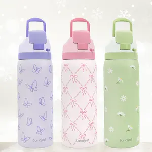 Sandjest 32 oz Insulated Stainless Steel Water Bottle Push-Button Lid, 100% Leak-Proof Drinkware, Perfect for Sports, Travel, Outdoor, Gym Workouts