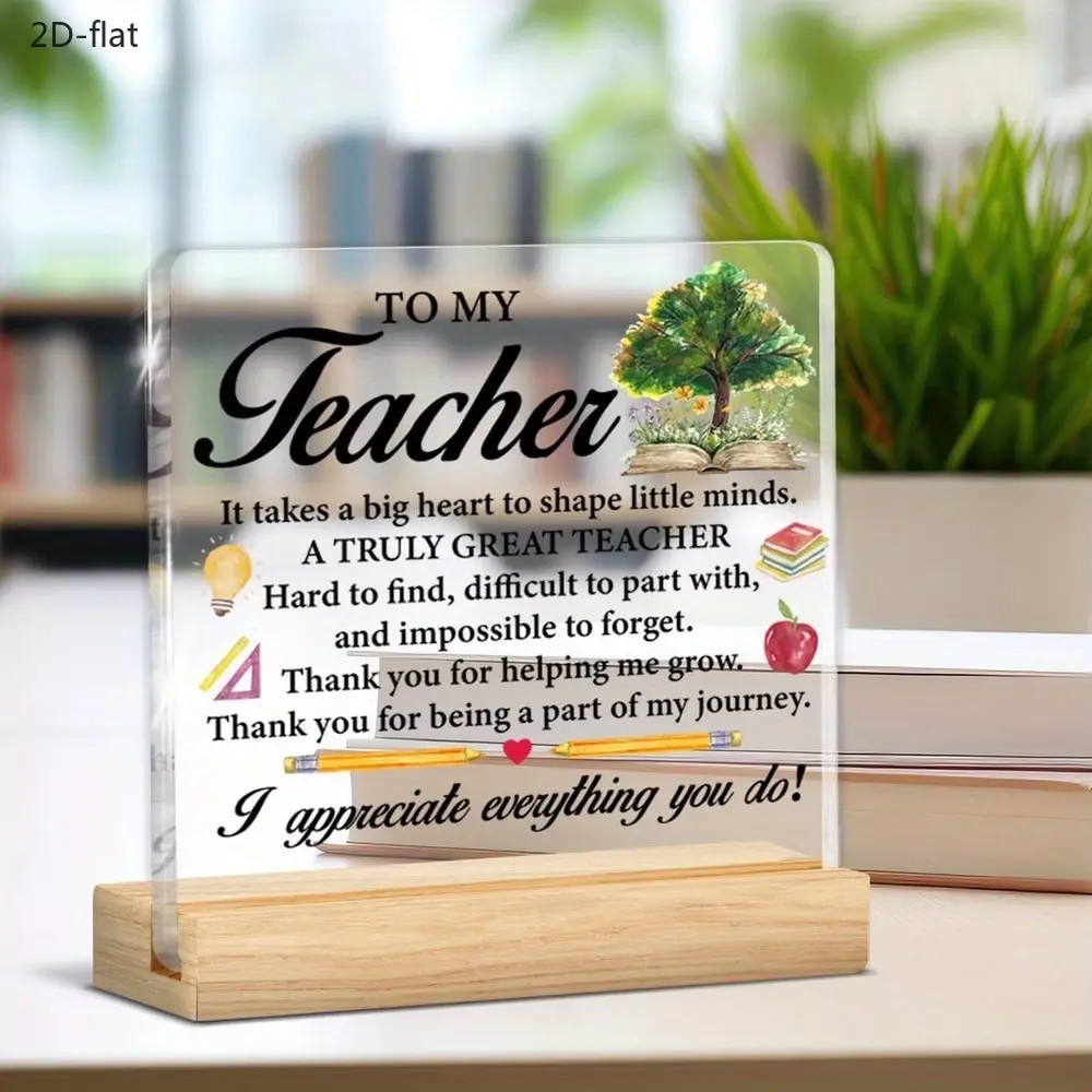 Teacher Appreciation Gift - Personalized Acrylic Desk Plaque with Heartfelt Message for Educators - Perfect for Classroom Decor and Teacher Appreciation Day