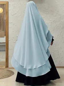 Women's Muslim Chiffon Hijab Khimar, Fitted Design, All-Season Wear, Moderate Fabric Thickness, Modest Style, Plain Color Option