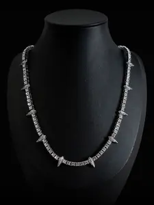 Punk Style Zircon Decorated Choker Necklace, Fashion Jewelry for Party, Daily Clothing Decor, Trendy All-match & Exquisite Jewelry for Birthday Gift, Sparkling CZ Necklace, Zircon Stones Necklace, Decorative Necklace