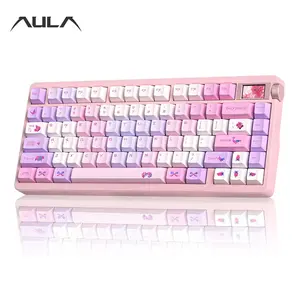Aula Nova 75 Gaming Mechanical Keyboard, Triple Mode 80 Keys, Hot Swappable, HD Smart Screen with Knob, RGB Lighting, Compatible Windows/MAC/iOS, USB-C/ BT/ 2.4GHz, Wireless Gaming Keyboard