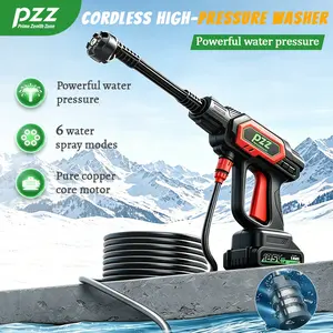 PZZ Cordless Pressure Washer Battery Powered Brushless motor Portable Power Washer Gun with 6-in-1 Nozzle & Foam Cannon, 21V Electric Handheld High Pressure Cleaning for Car Patio