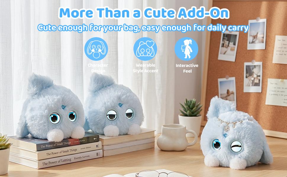 OKIVIVI Bree AI Plush Toys, Bag Charm, Blue Interactive Plush Toy with Voice Chat, Cute Everyday Bag Accessory, Fun AI Toy Gift for Girls, AI Toys For Kids