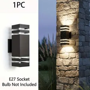 Modern Outdoor Wall Light, Square LED Up-Down Lamp, Durable Waterproof Light, Ip44 Waterproof, E27 Base, Ideal for House Porch Garage, Single Pack, Outdoor Lighting Modern, Outdoor Lights Lamps
