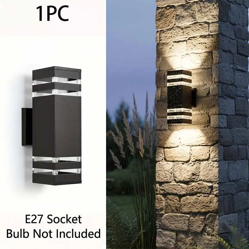 Square LED Outdoor Wall Light, Outdoor Light Fixtures, Hardwired Modern Lamp, Ip44 Rated, E27 Bulb, Ideal for Porch and Garage, House Lighting, Outdoor Lamps