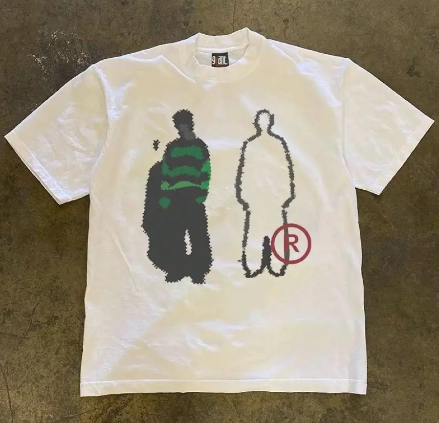 Graphic Tees Men  Pure Cotton! American Oversize Vintage Silhouette Print Couple Loose Short-Sleeve T-Shirt Men Y2K Mens Clothes