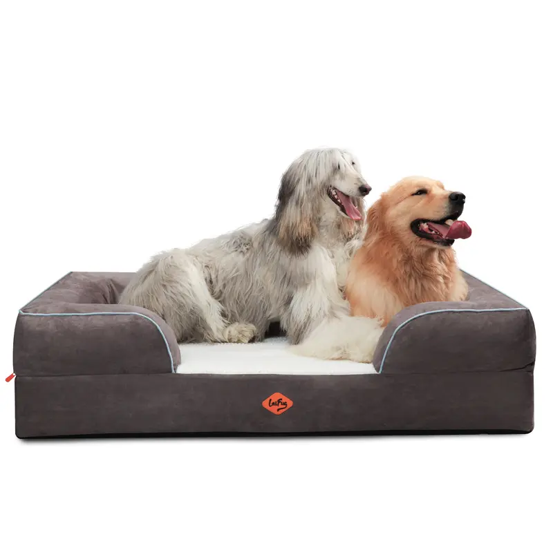Laifug Orthopedic Premium Memory Foam Dog Sofa, Dog Bed with Washable and Removable Suede Cover, Waterproof Liner and Non-Slip Bottom, Jumbo (50''x40''x12.6'')