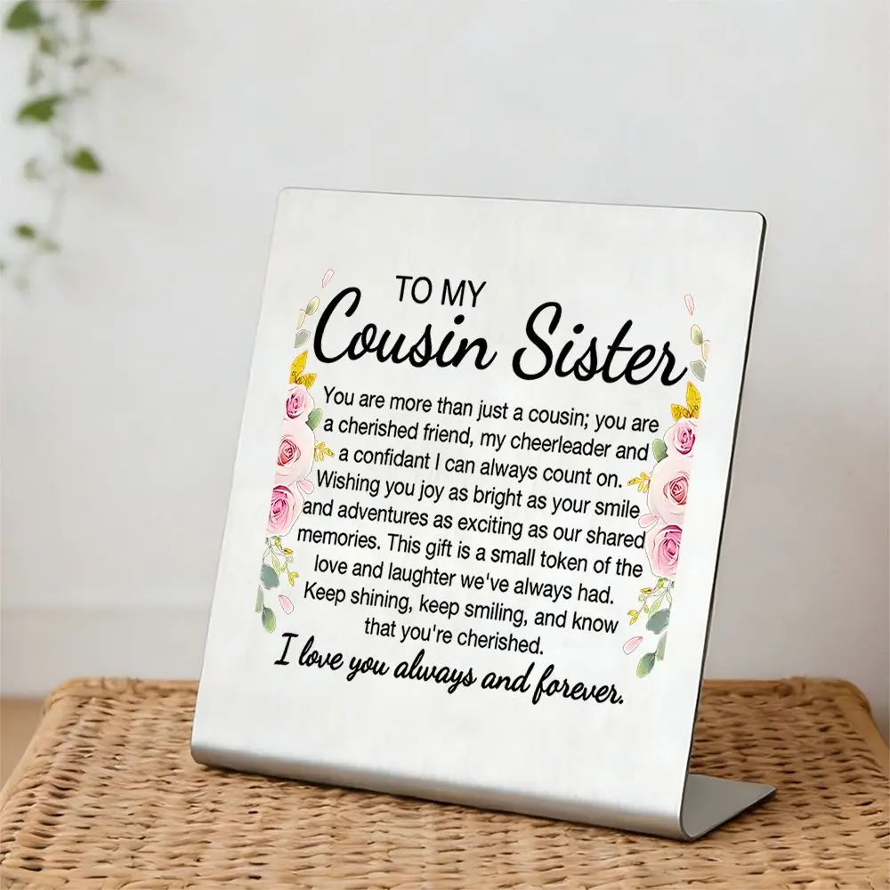 Stainless Steel Keepsake Plaque, Decorative, Perfect Gift for Cousins & Sisters, Ideal for Birthdays & Christmas Celebrations, Unique Design, Personalized Decor, Custom Plaque, Home Decor Gifts, Home Decor Products