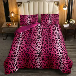 Leopard Print Comforter Women Cheetah Print Comforter Set,Pink Red Black Sexy Luxury Bedding Set,Ultra Soft Decor Africa Animal Wildlife Duvet Set