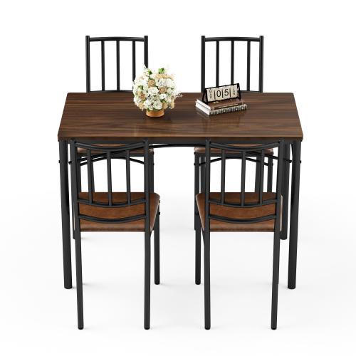 Bellemave  Dining Table Set, Bar Table with 4 Dining Benches, Kitchen Table Counter with Chairs, Industrial for Kitchen Breakfast Table, Living Room, Party Room, , 43.3″L x23.6″W x 30.1″H