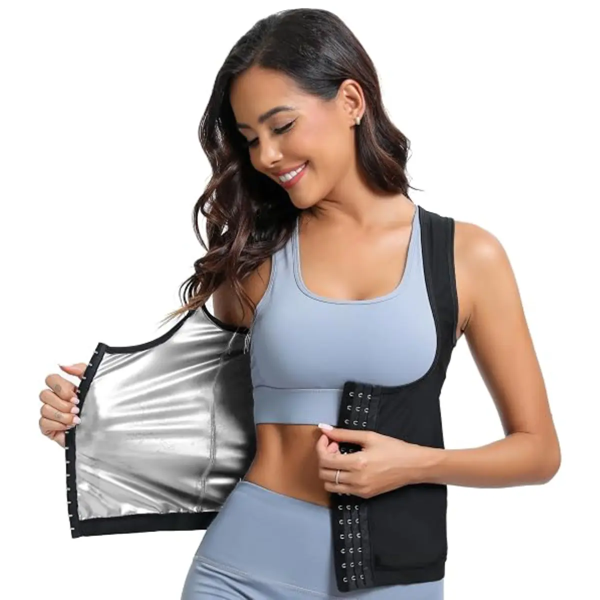 Sauna Suit Vest Waist Trainer for Women Zipper Sweat Tank Top Shaper