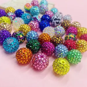 50pcs 20mm shiny rhinestone acrylic style-1 Chunky Bubblegum Large Spacer Beads for Beaded Pens,Fancy Beads for Beadable Pens