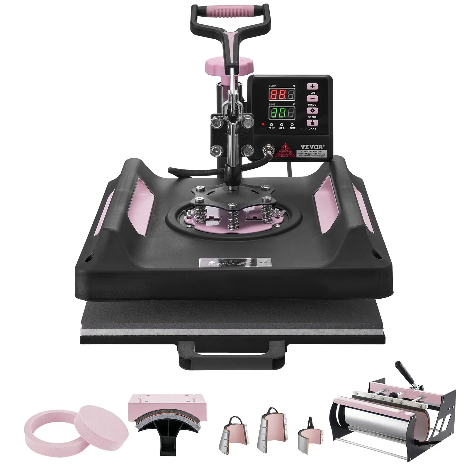 VEVOR Heat Press Machine, 15x 15 inch, 8 in 1 Heat Transfer Machine with 30 oz Tumbler Press, 360 Swing Away Digital T-Shirt Pressing Machine, Teflon Coating, for T-Shirts/Mugs/Hats/Plates, Black