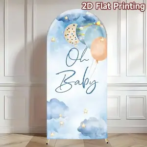 Oh Baby Cloud Balloon Chiara Arch Covers Stretchy Backdrop – Perfect for Baby Shower, Gender Reveal & 1st Birthday Party Photo Backdrop