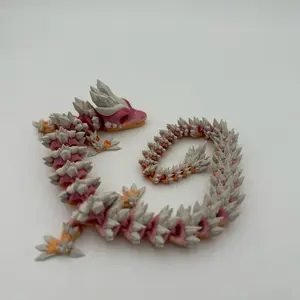 24" Collectible Dragon Figurine with White Fins and Gradient Color Body Unique Fantasy Collectible Gift Decor Ornaments for Desk & Gaming