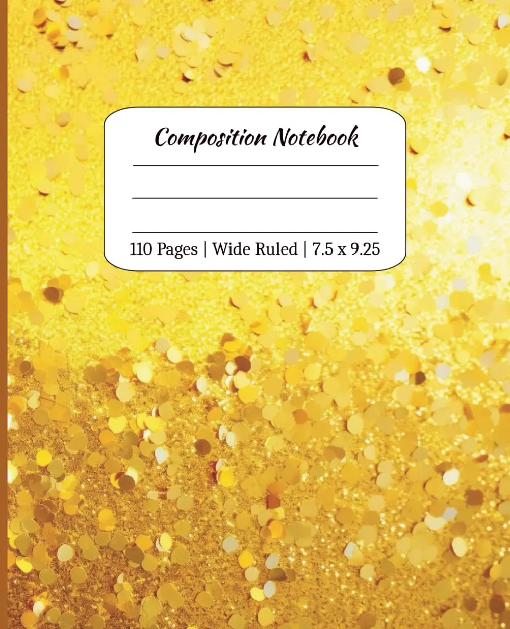 Yellow Composition Notebook | Wide Ruled Paper | Glitter | 110 Pages | Kids | Boys | Girls | Lined | Cute | Journal | Grade | Decorative | Colorful | Soft Cover