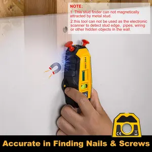 PREXISO 2-in-1 Line Laser Level with Magnetic Stud Finder, Compact Wood & Metal Detector with Bubble Vials for Accurate Markings, Multi Surface Wall Scanners Tool for Hanging Frames & Pictures