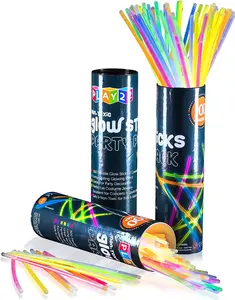 Glow Sticks Bulk Party Favors 600 PCS - 300 Pack Glowsticks And 300 Connectors - 8 Inch Ultra Bright Party Pack Multicolor - Necklaces And Bracelets - Play22